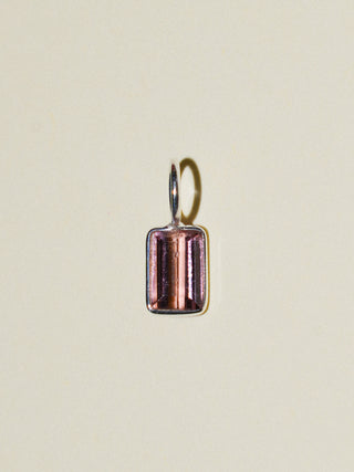 Magda Pink Tourmaline Emerald Cut Charm in Sterling Silver