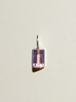 Magda Pink Tourmaline Emerald Cut Charm in Sterling Silver