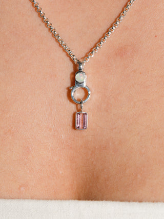 Magda Pink Tourmaline Emerald Cut Charm in Sterling Silver