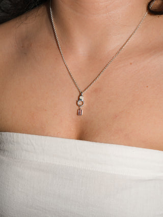 Magda Pink Tourmaline Emerald Cut Charm in Sterling Silver