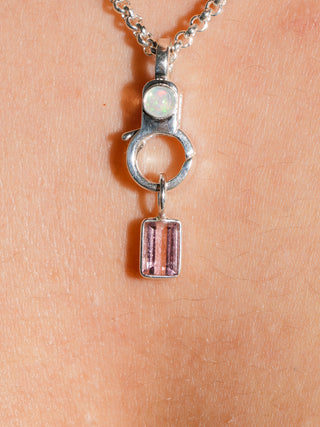 Magda Pink Tourmaline Emerald Cut Charm in Sterling Silver