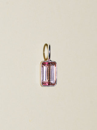 Dear Pink Tourmaline Emerald Cut Charm in Sterling Silver