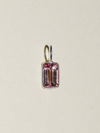 Dear Pink Tourmaline Emerald Cut Charm in Sterling Silver