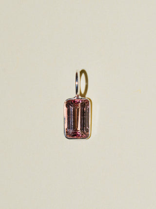 Dear Pink Tourmaline Emerald Cut Charm in Sterling Silver