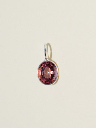 Space Worm Pink Tourmaline Oval Cut Charm in Sterling Silver