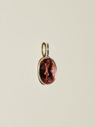 Flowery Pink Tourmaline Oval Cut Charm in Sterling Silver