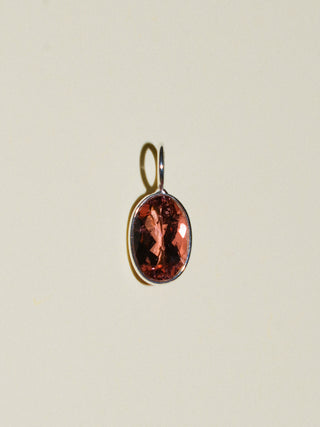 Flowery Pink Tourmaline Oval Cut Charm in Sterling Silver