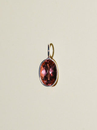 Flowery Pink Tourmaline Oval Cut Charm in Sterling Silver
