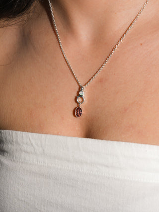 Flowery Pink Tourmaline Oval Cut Charm in Sterling Silver