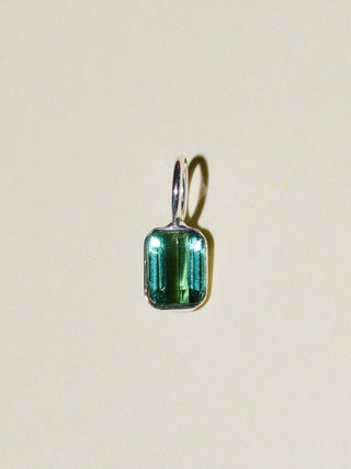 Rain Tea Green Tourmaline Emerald Cut Charm in Sterling Silver
