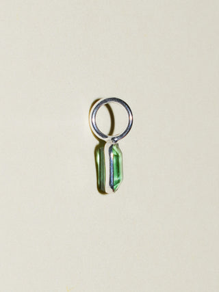 Rain Tea Green Tourmaline Emerald Cut Charm in Sterling Silver