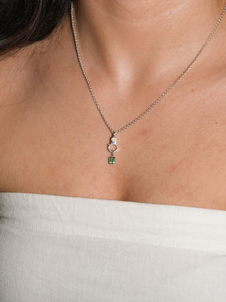 Rain Tea Green Tourmaline Emerald Cut Charm in Sterling Silver