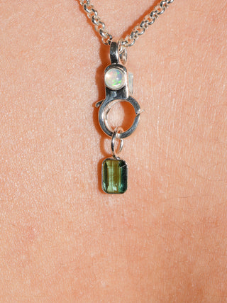 Rain Tea Green Tourmaline Emerald Cut Charm in Sterling Silver