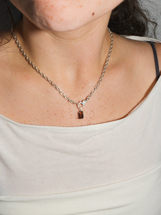 Root Beer Float Brown Tourmaline Emerald Cut Charm in Sterling Silver