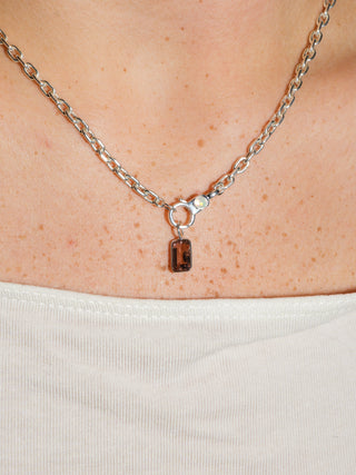 Root Beer Float Brown Tourmaline Emerald Cut Charm in Sterling Silver