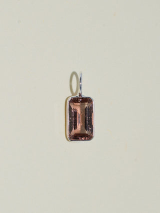 Root Beer Float Brown Tourmaline Emerald Cut Charm in Sterling Silver