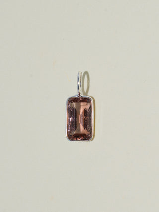 Root Beer Float Brown Tourmaline Emerald Cut Charm in Sterling Silver