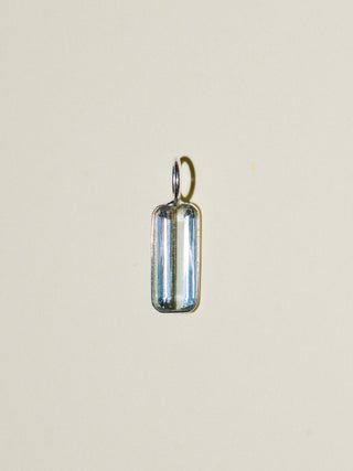 Centerfold Blue Tourmaline Baguette Cut Charm in Sterling Silver