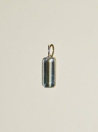Centerfold Blue Tourmaline Baguette Cut Charm in Sterling Silver