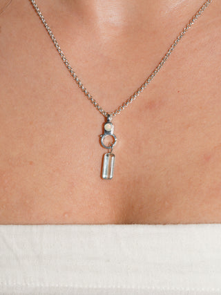 Centerfold Blue Tourmaline Baguette Cut Charm in Sterling Silver