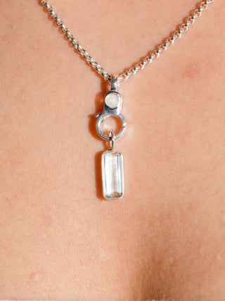 Centerfold Blue Tourmaline Baguette Cut Charm in Sterling Silver