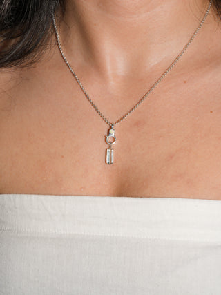 Centerfold Blue Tourmaline Baguette Cut Charm in Sterling Silver
