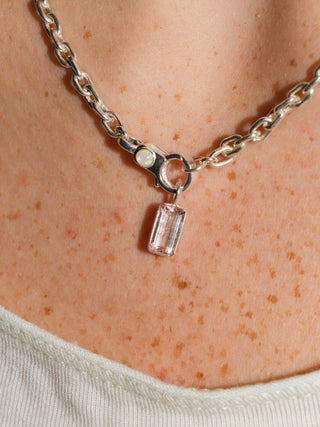 Clinking Brown Tourmaline Emerald Cut Charm in Sterling Silver