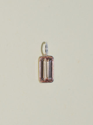Clinking Brown Tourmaline Emerald Cut Charm in Sterling Silver