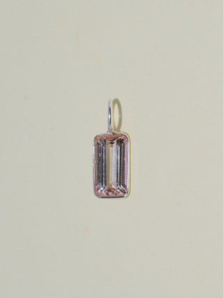 Clinking Brown Tourmaline Emerald Cut Charm in Sterling Silver