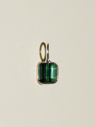 Edge of Eden Green Tourmaline Square Cut Charm in Sterling Silver