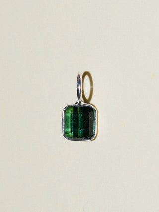 Edge of Eden Green Tourmaline Square Cut Charm in Sterling Silver