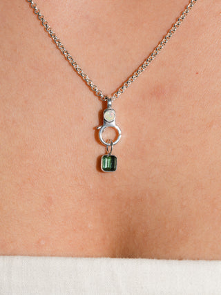 Edge of Eden Green Tourmaline Square Cut Charm in Sterling Silver