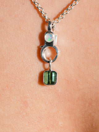 Edge of Eden Green Tourmaline Square Cut Charm in Sterling Silver