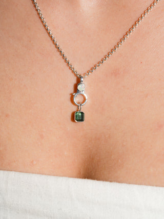 Edge of Eden Green Tourmaline Square Cut Charm in Sterling Silver