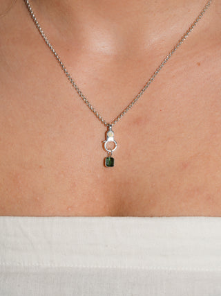 Edge of Eden Green Tourmaline Square Cut Charm in Sterling Silver