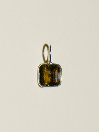Matcha Break Green Tourmaline Square Cut Charm in Sterling Silver
