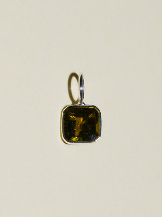 Matcha Break Green Tourmaline Square Cut Charm in Sterling Silver