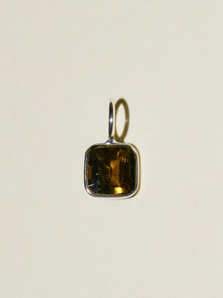 Matcha Break Green Tourmaline Square Cut Charm in Sterling Silver