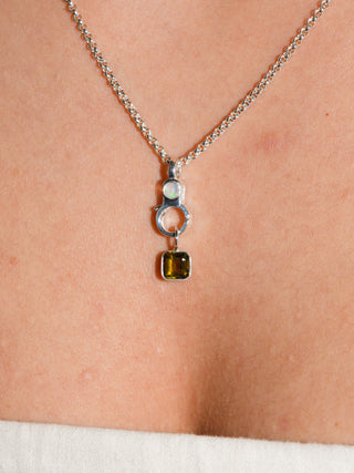 Matcha Break Green Tourmaline Square Cut Charm in Sterling Silver