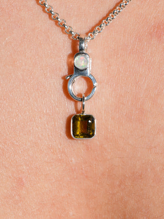 Matcha Break Green Tourmaline Square Cut Charm in Sterling Silver