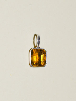 Spiritus Yellow Tourmaline Emerald Cut Charm in Sterling Silver