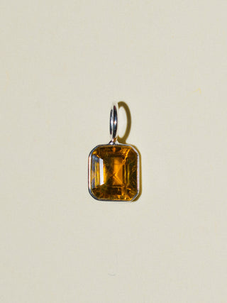 Spiritus Yellow Tourmaline Emerald Cut Charm in Sterling Silver