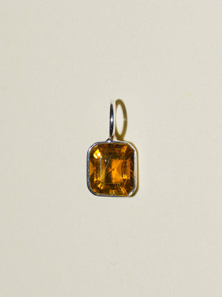 Spiritus Yellow Tourmaline Emerald Cut Charm in Sterling Silver