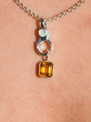 Spiritus Yellow Tourmaline Emerald Cut Charm in Sterling Silver