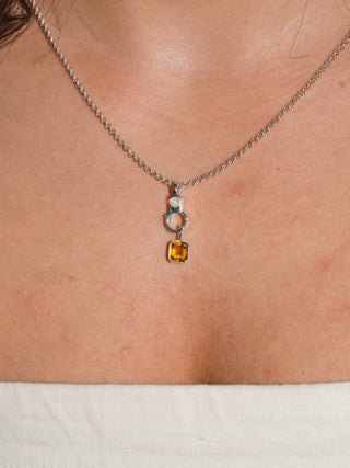 Spiritus Yellow Tourmaline Emerald Cut Charm in Sterling Silver