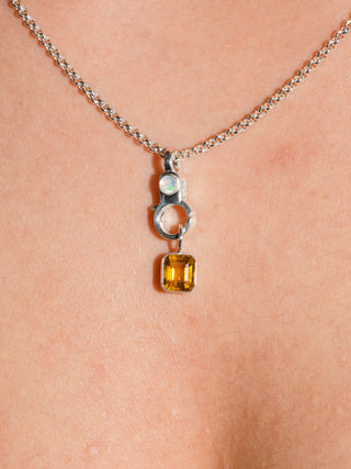 Spiritus Yellow Tourmaline Emerald Cut Charm in Sterling Silver