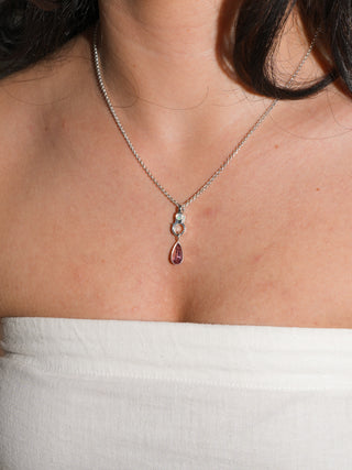 Pink Lemonade Pink Tourmaline Teardrop Cut Charm in Sterling Silver