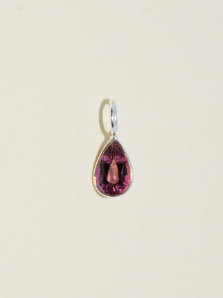 Perfectly Contented Pink Tourmaline Teardrop Cut Charm in Sterling Silver
