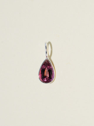 Perfectly Contented Pink Tourmaline Teardrop Cut Charm in Sterling Silver