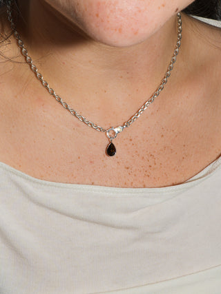 Syrup Brown Tourmaline Teardrop Cut Charm in Sterling Silver